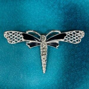 Vtg Napier Dragonfly
Brooch Women's Silver-tone & Black Metal Enamel Rhinestones
